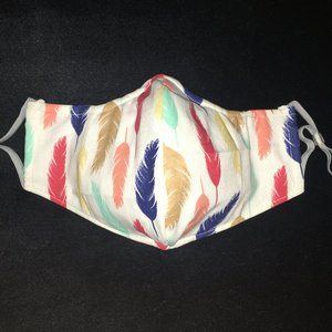 Reusable / Washable Sculpted Mask / Feather Print